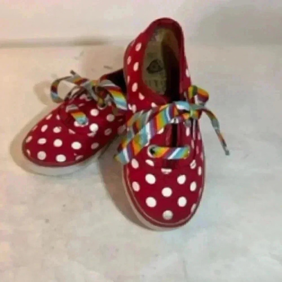 Bob’s Skechers sneakers Toddler shoes Sz 6 Red Polka Dot W/ Rainbow Laces - Picture 1 of 8